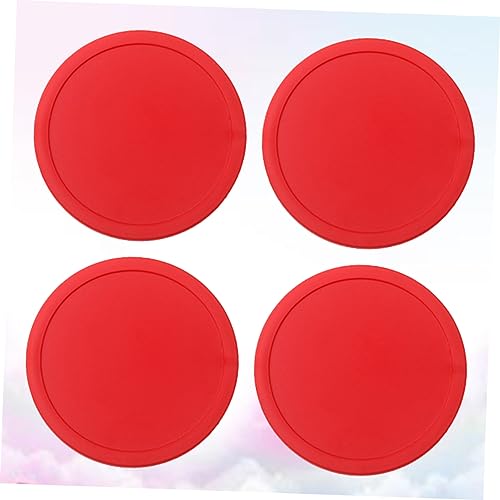75mm Air Hockey Pucks Set of 4 Red Table Hockey Paddles Sturdy Replacement Accessories for Boys and Girls and Adults for Game Tables
