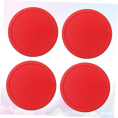 75mm Air Hockey Pucks Set of 4 Red Table Hockey Paddles Sturdy Replacement Accessories for Boys and Girls and Adults for Game Tables