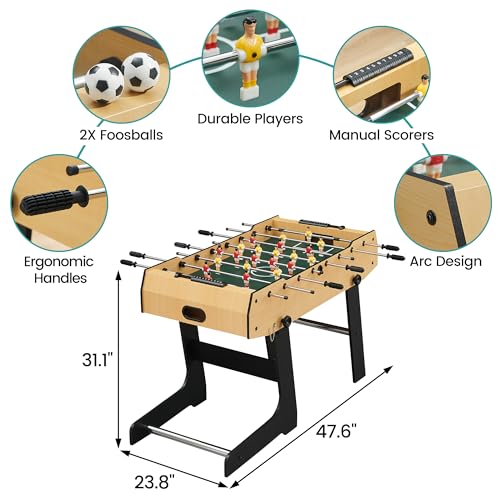 GAOMON 48 Inch Foldable Foosball Table, Soccer Table Game for Kids and Adults, Arcade Table Soccer for Home, Indoor Game Room Sport, Easy Assembly