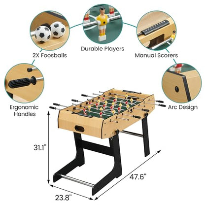 GAOMON 48 Inch Foldable Foosball Table, Soccer Table Game for Kids and Adults, Arcade Table Soccer for Home, Indoor Game Room Sport, Easy Assembly
