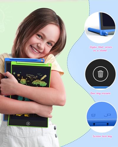 TECJOE 2 Pack LCD Writing Tablet, 8.5 Inch Colorful Doodle Board Drawing Tablet for Kids, Kids Travel Games Activity Learning Toys Birthday Gifts for 3 4 5 6 Year Old Boys and Girls Toddlers - color: Purple Pink