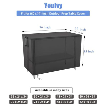 Outdoor Prep Table Cover 36 Inch,Waterproof Fadeproof UV Resistant Patio Stainless Steel Metal BBQ Table Cover All Season Protection for Outdoor Table - 36 x 30 x 35 Inch - size: 36" x 30" x 35"