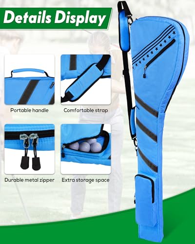 Big Teeth Golf Sunday Bag, Small Golf Bag Lightweight, Par 3 Golf Bag for A Few Clubs Driving Range, Practice with Carry Shoulder Strap Foldable Multi-Colour - color: Light Blue