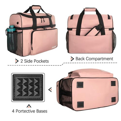 Goloni 2 Balls Bowling Bag with Ball Holder - Fits Bowling Shoes Up to Mens Size 16 and Accessories - color: Flesh Pink