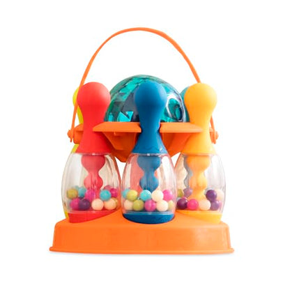 B. toys – Let's Glow Bowling! – Multicolored Six Pin Toy Bowling Set with Flashing Light – Up Ball & Carrying Caddy for Kids – 2+ Years