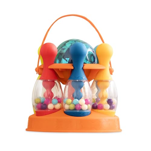 B. toys – Let's Glow Bowling! – Multicolored Six Pin Toy Bowling Set with Flashing Light – Up Ball & Carrying Caddy for Kids – 2+ Years
