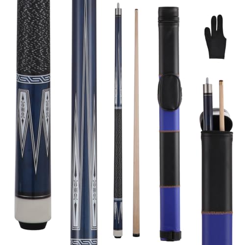 10mm11mm12mm13mm Billiard Pool Cue Stick Set, 20 oz 58 inch Canadian Maple Cue Stick Irish Linen Wrap, Cue Stick for Beginner, Commercial and Home Entertainment - color: 10mm Royal Blue with case