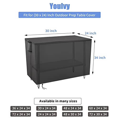 Outdoor Prep Table Cover 30 Inch,Waterproof Fadeproof UV Resistant Patio Stainless Steel Metal BBQ Table Cover All Season Protection for Outdoor Table - 30 x 24 x 35 Inch - size: 30" x 24" x 35"