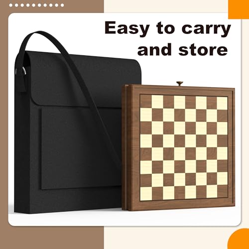 Premium Natural Walnut 13" x 13" Magnetic Wooden Chess Set with 1 Built-in Storage Drawers - 2 Bonus Extra Queens - 24 Checkers Pieces - Staunton Chess Pieces, Board Games Chess Sets - color: Brown