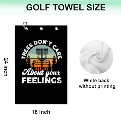 Tree Don't Care About Your Feelings Printed Microfiber Towel with Clip, Disc Golf Towel Gift for Dad Mom Husband Grandpa Golfer Father's Day or Birthday, Disc Golf Accessories, Disc Lover Gifts, 16x24 - color: Funny Disc Golf