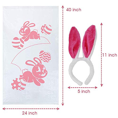 JOYIN 12PCS Easter Potato Sack Race Jumping Bags 24 * 40 with Bunny Ears Headbands for All Ages Kids Easter Theme Party Favor, Easter Eggs Hunt Game Activities,Easter Party Supplies, Party Games