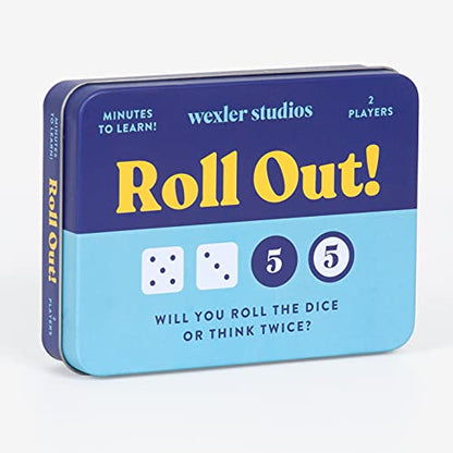Galison Roll Out! Game – Fun, Easy to Play Dice Game for Kids, Ideal for 2 Players, Ages 6+ – Convenient Storage Tin and Instructions Included, Great Travel Activity for Kids - style: Roll Out!