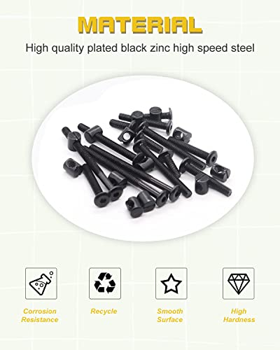 Crib Screws Bolts Hardware Replacement Kit, 28 Set M6 Bolts &Barrel Nuts for Bed Frame,Furniture,Chairs and Cabinets - M6x20/40/60/80mm Hex Drive Socket Cap Screws Assortment - size: Black-28 Set
