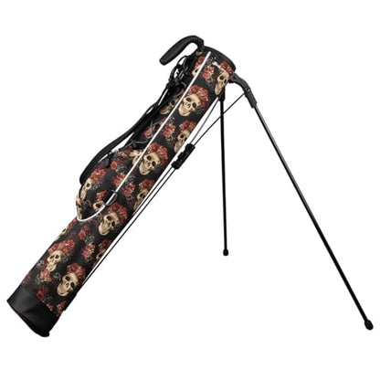 Orlimar Pitch ’n Putt Lightweight Sunday Golf Bag with Stand, Ultra-Light Carry Design, Two-Way Divider Top, Shoulder Strap, Compact Carry Golf Bag for Men & Women - color: Day of the Dead