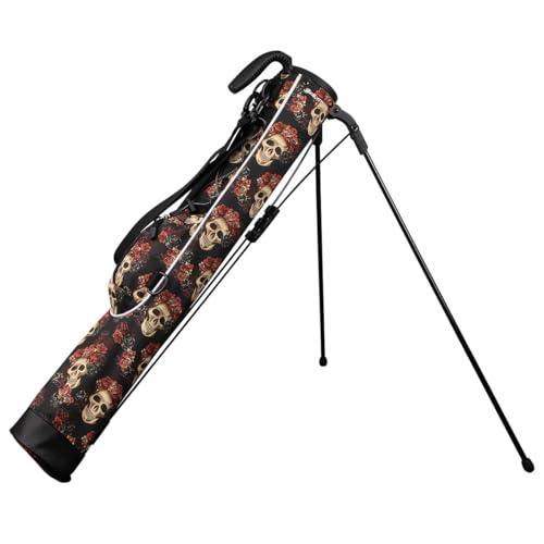 Orlimar Pitch ’n Putt Lightweight Sunday Golf Bag with Stand, Ultra-Light Carry Design, Two-Way Divider Top, Shoulder Strap, Compact Carry Golf Bag for Men & Women - color: Day of the Dead
