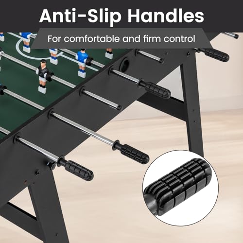 Goplus Folding Foosball Table, 48'' Full Competition Size Soccer Table for Adults Family Night, Game Room, Party - color: Black