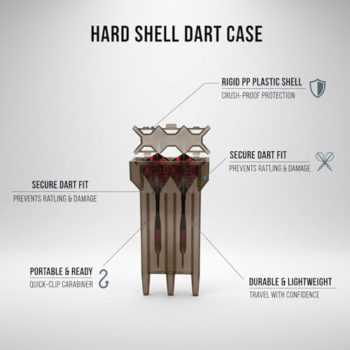 Hard Shell Dart Case for Soft Tip Darts, Durable PP Plastic Travel Protection, Holds 2 Darts (Black)