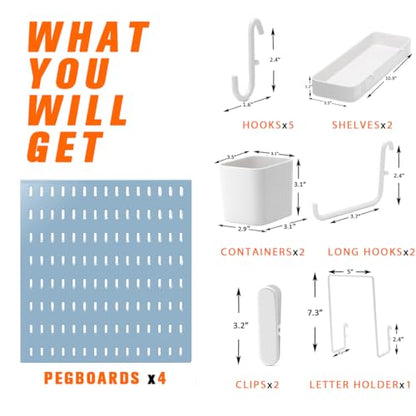 Pegboard Combination Kit, 4 Peg Boards Blue Pegboard for Walls, Office Wall Organizer, Gaming Room Wall, Nursery Storage, 22"x22" - color: Blue