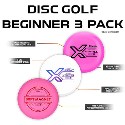 Discraft Entry Level Three Pack: Perfect Starter Set for Men, Women & Kids | Includes: Putter, Midrange, & Driver | Beginner Starter Set