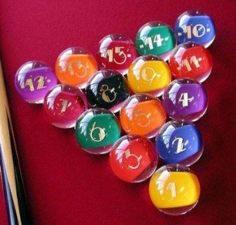 BuyBocceBalls Listing - Premium Quality, Clear-Rocco Style Billiard or Pool Set, with 4.2oz, 2.25" diam Balls. Made in USA.