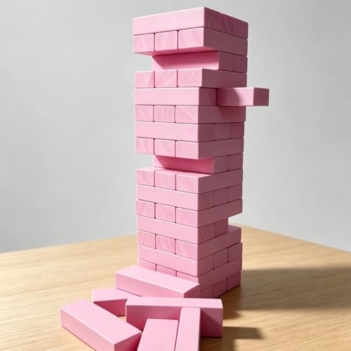 54PCS Wooden Stacking Tumbling Tower Game, Natural Wood Blocks for Adults, Classic Tabletop Party Game for Game Night, Office Stress Relief, Travel Friendly (Sky Bule) - color: Skybule