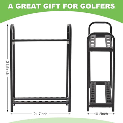 Hicarer 18 Hole Golf Club Holder Metal Golf Club Organizer Stand Rack Putter Stand Display for Indoor and Outdoor Use Home, Black - style: 18 Hole
