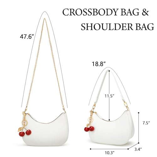 KKXIU Shoulder Bag for Women Cute Hobo Purses and Handbags Retro Clutch Underarm Purse | Cute - color: C-white