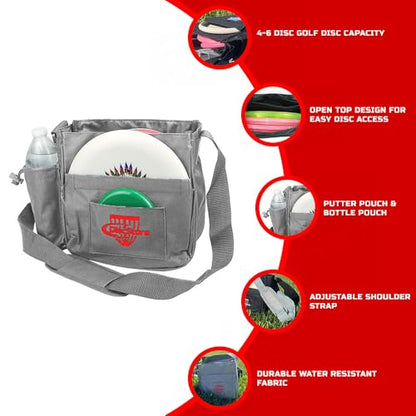 Grab & Go Disc Golf Bag - Fits 4-6 Discs - Small Disc Golf Bag Including Bag Pin - Sling Over Shoulder Style, Lightweight & Durable - Great for All Skill Levels