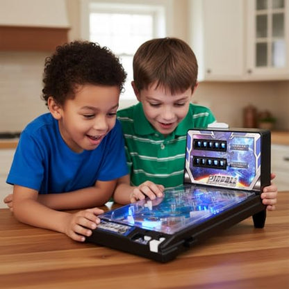 Kids Tabletop Pinball Machine, Arcade Alley Games Electronic Pinball Game with Lights & Sounds, Fun Ball Shooting for Family Indoor Playroom