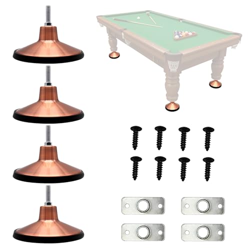 4PCS Pool Table Leg Levelers, Adjustable Table Leveling Feet with Mounting Plates and Screws, Game Table Height Raisers Replacement Parts for Pool Table, Foosball, Air Hockey and Ping Pong Table