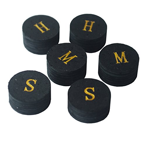 Collapsar 6pcs 14mm Black Multiple Layer Pigskin Pool Cue Tips H M S - color: Mix