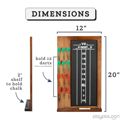 Play Platoon Dart Scoreboard & Darts Holder Wall Mount - Wood Score Board, Professional Darts Accessories, Dart Holder - size: 20 x 12 inch, style: Chalkboard