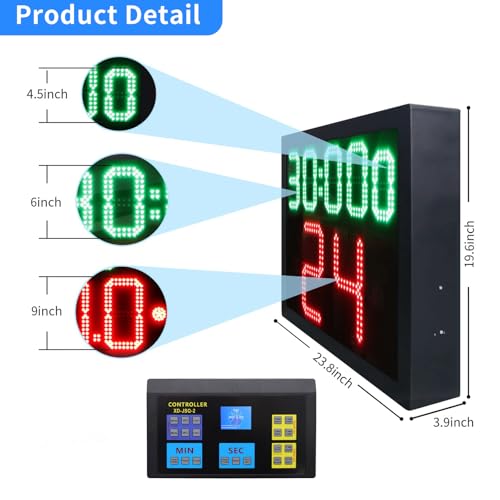 2 Units 14S/24S Basketball Shot Clock & Controller,Support 0-99 Seconds Custom Countdown Timer,Portable Shot Clock with Buzzer,Plug in(Game Time+Shot Clock) - style: Game Time+Shot Clock