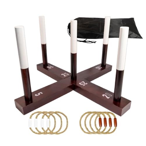 Outdoor Yard Games, Ring Toss Games for Adults and Family, Wood Ring Toss Game for Backyard, Camping,Party