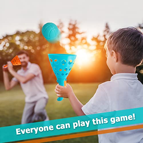 punkdog Pop and Catch Ball Game with 24 Balls and 4 Catch Launcher Baskets - Outdoor Indoor Game Activities, Christmas Easter Gift Beach Sport Summer Beach Toys for Kids Ages 4 5 6 7 8 10 12+