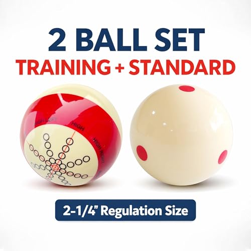 Pool Billiard Cue Ball Training Set, 2-1/4" Regulation Phenolic Resin, 6 Dot Measle & Aim Target Practice Balls, Spin & Accuracy Training Aid for Beginners & Advanced Players - color: Cue Ball + Red Dot Set