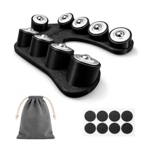 Bowling Release Trainer, Bowling Ball Spinner with 9 Bearings, Bowling Ball Release Trainer for Hook and Rev Practice, Curved Base Bowling Equipment with Anti-Slip Pads & Velvet Bag - color: Black