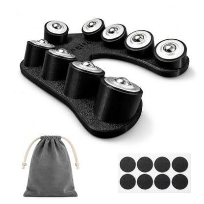 Bowling Release Trainer, Bowling Ball Spinner with 9 Bearings, Bowling Ball Release Trainer for Hook and Rev Practice, Curved Base Bowling Equipment with Anti-Slip Pads & Velvet Bag - color: Black