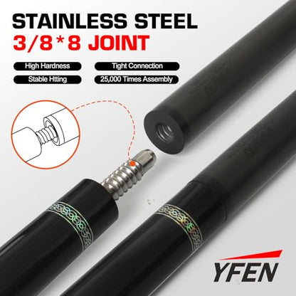 Banly Cuezone Carbon Fiber Pool Cue – MF1 Pro Taper Cue Stick with Extension, Low-Deflection Shaft, Premium Canadian Maple Butt, 12.5mm Tip, 3/8×8 Joint for Tournament & League Play - color: Desert Flame