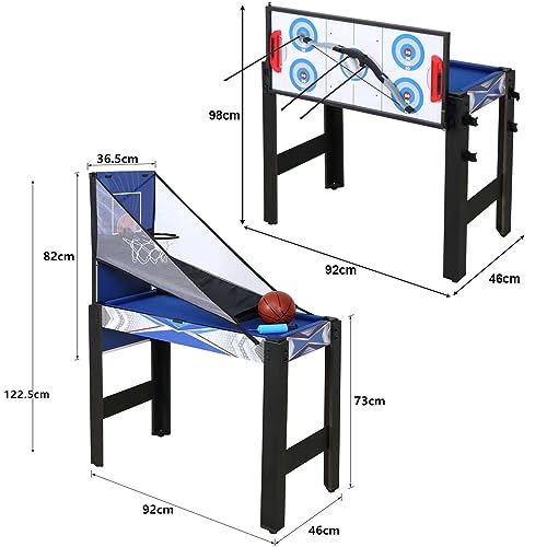 5-in-1 Multi Game Combination Table Set Table Tennis Table, Pool Table, Archery, Slide Hockey, Basketball Shooting for Family Parent-Child Interactive Game Table for Kids