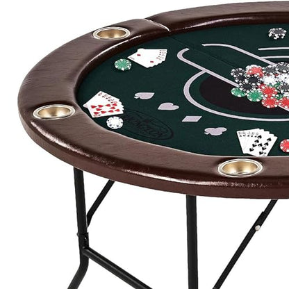 Barrington Poker Multiple Styles Folding Poker Table & Poker Table Top/Dining Table Collection, Durable Padded Rail Tables with Felt Playing Surface, Perfect for Texas Holdem Games - style: 46 In. Round Poker Table (6 Player)