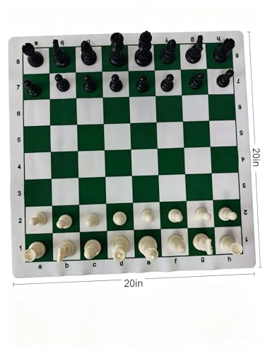 20" Large 2-in-1 Chess and Checkers Set for Kids Adults Beginners,Folding Portable Chess Board Game with Shoulder Strap Bag, Travel & Camping & Educational STEM Toys for Kids
