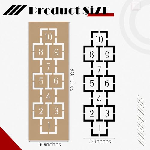 MotiMind 90" x 24" Classic Hopscotch Stencil Playground Foldable Painting Stencils Cardboard Reusable Template for Playground and Pavement