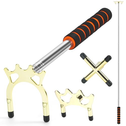 Pool Bridge Stick, Professional Retractable Pool Cue Bridge with Removable Brass Bridge Head, Free Adjustment for Multi-Angle Shots, Easy to Use and Storage, Essential Pool Table Accessories - style: Low+Cross+ High Bridge Head