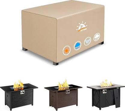 Zettum Fire Pit Cover Rectangular 48 Inch - Outdoor Fire Table Cover Rectangle Heavy Duty & Waterproof, 600D Patio Propane Gas Firepit Cover Rectangular Fade Resistant - 48 x 28 x 24 Inch - color: Beige - Rectangular, size: 48x28x24 Inch