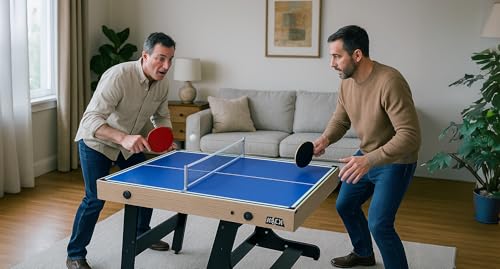 KICK Quatro 55" 4-in-1 Foldable Multi Game Table – Foosball, Billiards/Pool, Push Hockey & Ping Pong - color: Brown