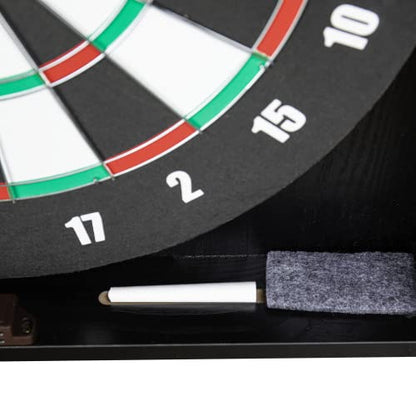 DMI Americana Dartboard Cabinet Set with 18-Inch Paper Dartboard, Reversible Baseball Game, Built-in Cricket Scoring, Darts, Chalk & Mounting Hardware – Classic Black Finish