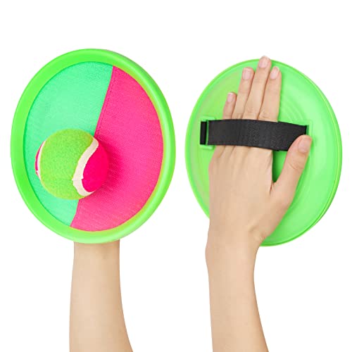 Hxezoc Toss and Catch Ball Set Catch Game Toys with 4 Paddles 6 Balls and 1 Storage Bag, Ball Sports Toys for Kids and Adults Family School Outdoor Games, Beach Playground Yard Games Supplies