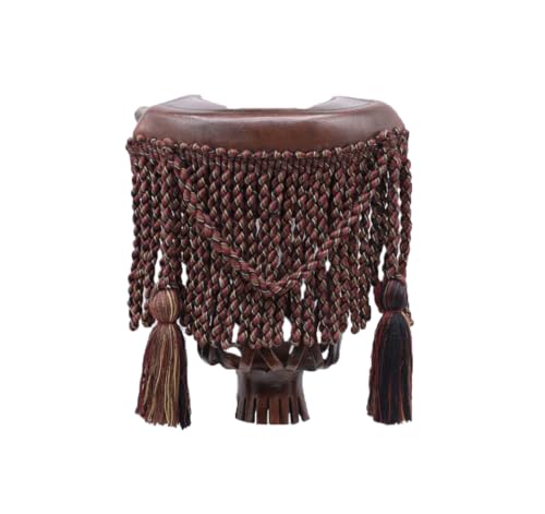 Joy's Billiard Pool Table Pockets, Leather Pool Table Pockets, Billiard Pockets, Made of Real Leather, with Fringe and Tassels, Dark Walnut Color, Set of 6