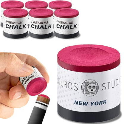 SOLROS Billiards Cue Chalk - High Performance Pure Round Pro Chalk | Color：Blue，3PCS，Low Dust & Long Lasting，Ready to Usez，Smooth Control，for Any Venue - color: Pink